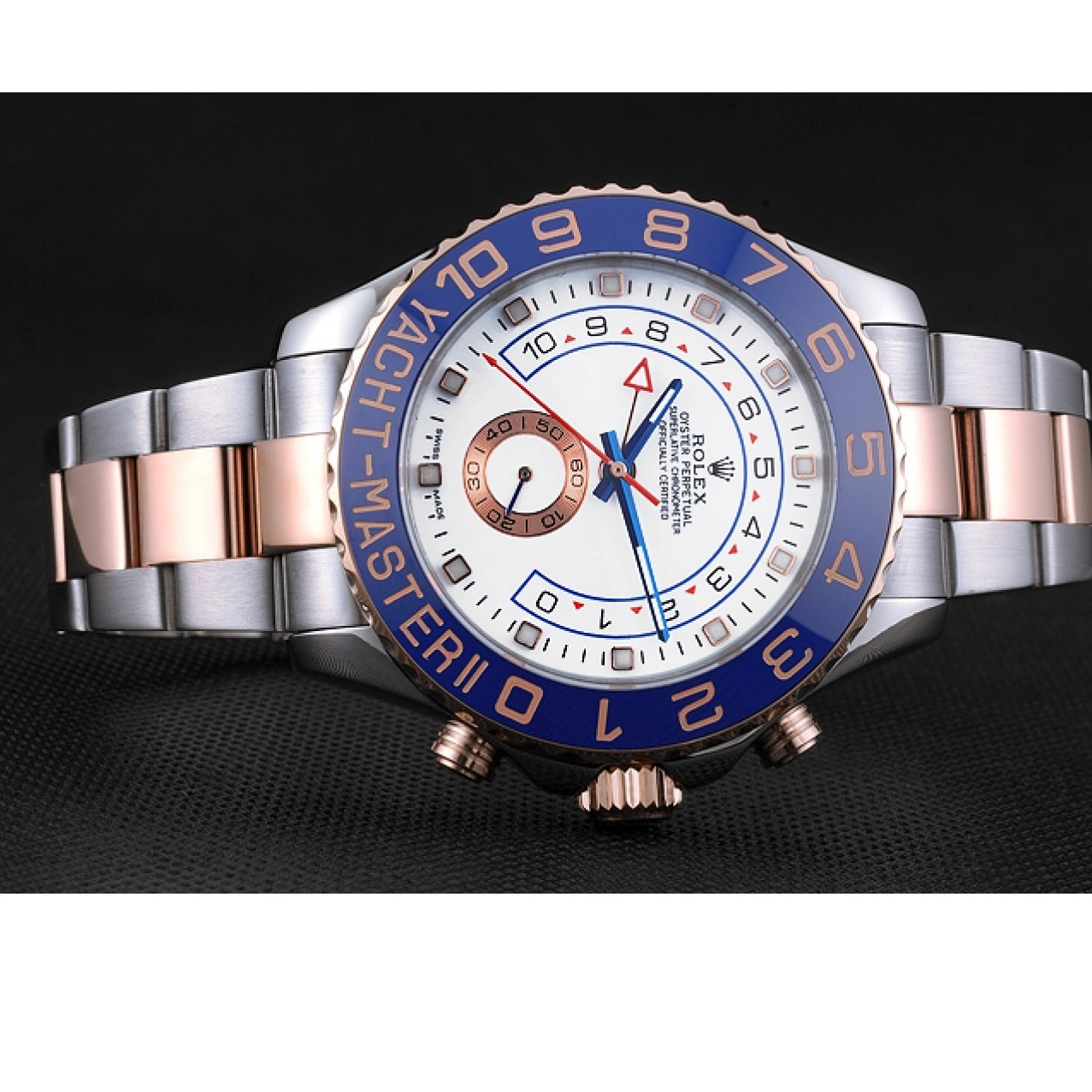 Aaa replica watch 622270 Bracelet Rolex and II Bezel Gold Steel White Dial Blue Rose Stainless Yacht-Master 0730